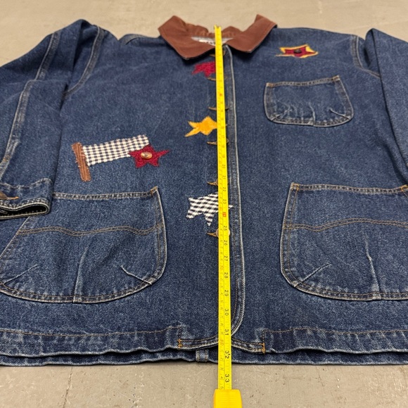 Vintage Denim Overcoat with Embroidered Stars and American Flag - Picture 7 of 9
